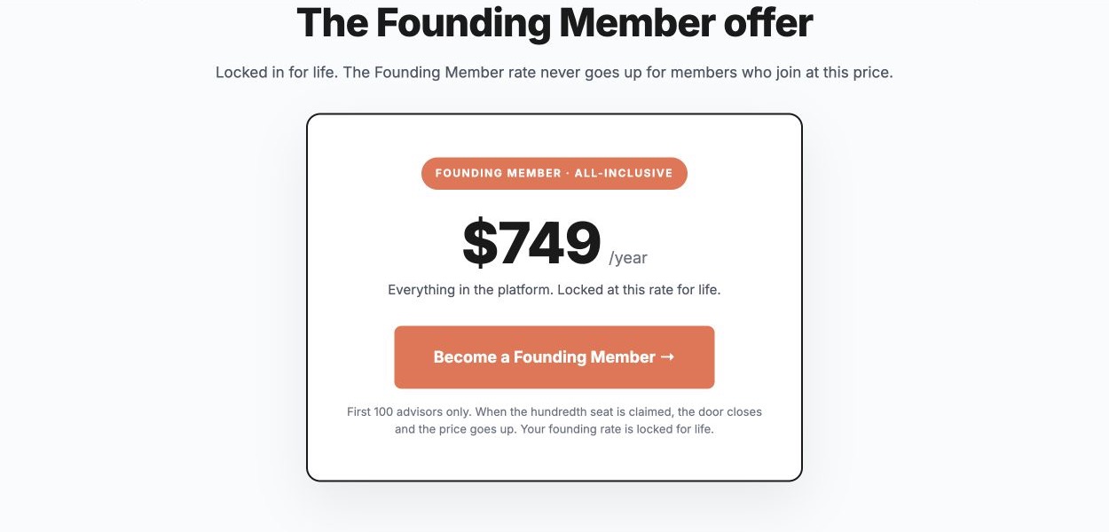 Founding Member offer with the Become a Founding Member button highlighted